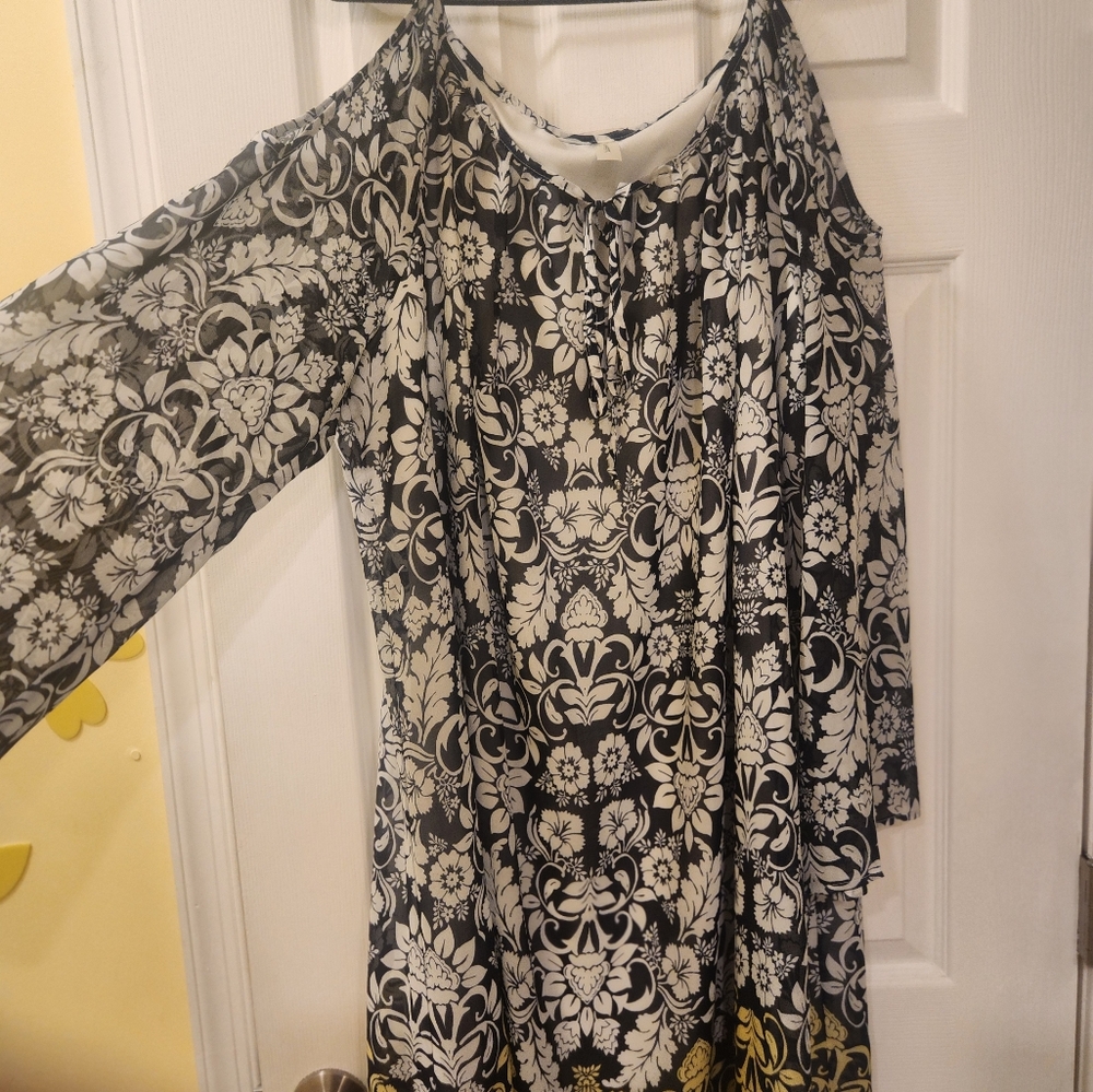 Floral Blue, White and Yellow Women's Dress